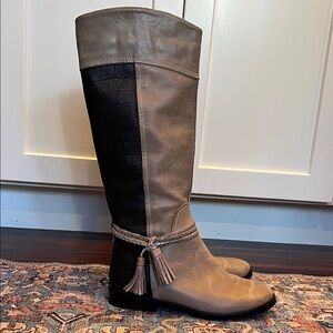 Fabianelli Tan Brown Leather Boots Knee-high Boots Size EU37